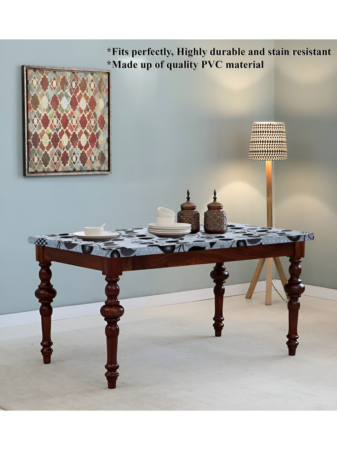 

Stylista Grey & Black Printed Waterproof 1.21 m x 91.44 cm Rectangle Table Cover