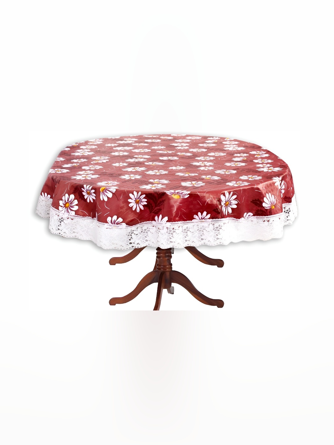 

Stylista Brown & White Floral Printed Waterproof 2.28 m x 1.52 m Oval Table Cover