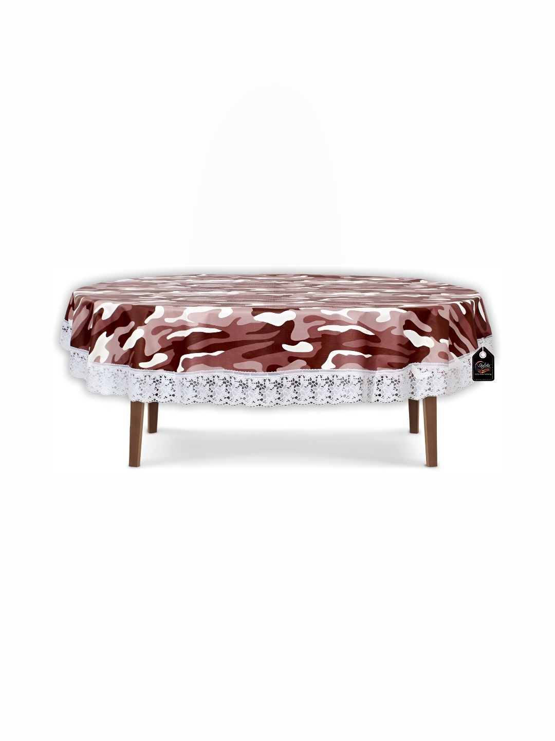 

Stylista Brown & White Abstract Printed Waterproof Oval 10 Seater Table Cover