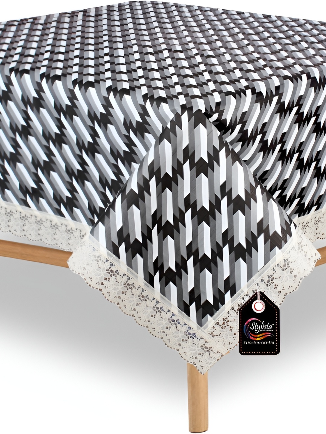

Stylista Black Geometric Printed Waterproof 6-Seater Table Cover