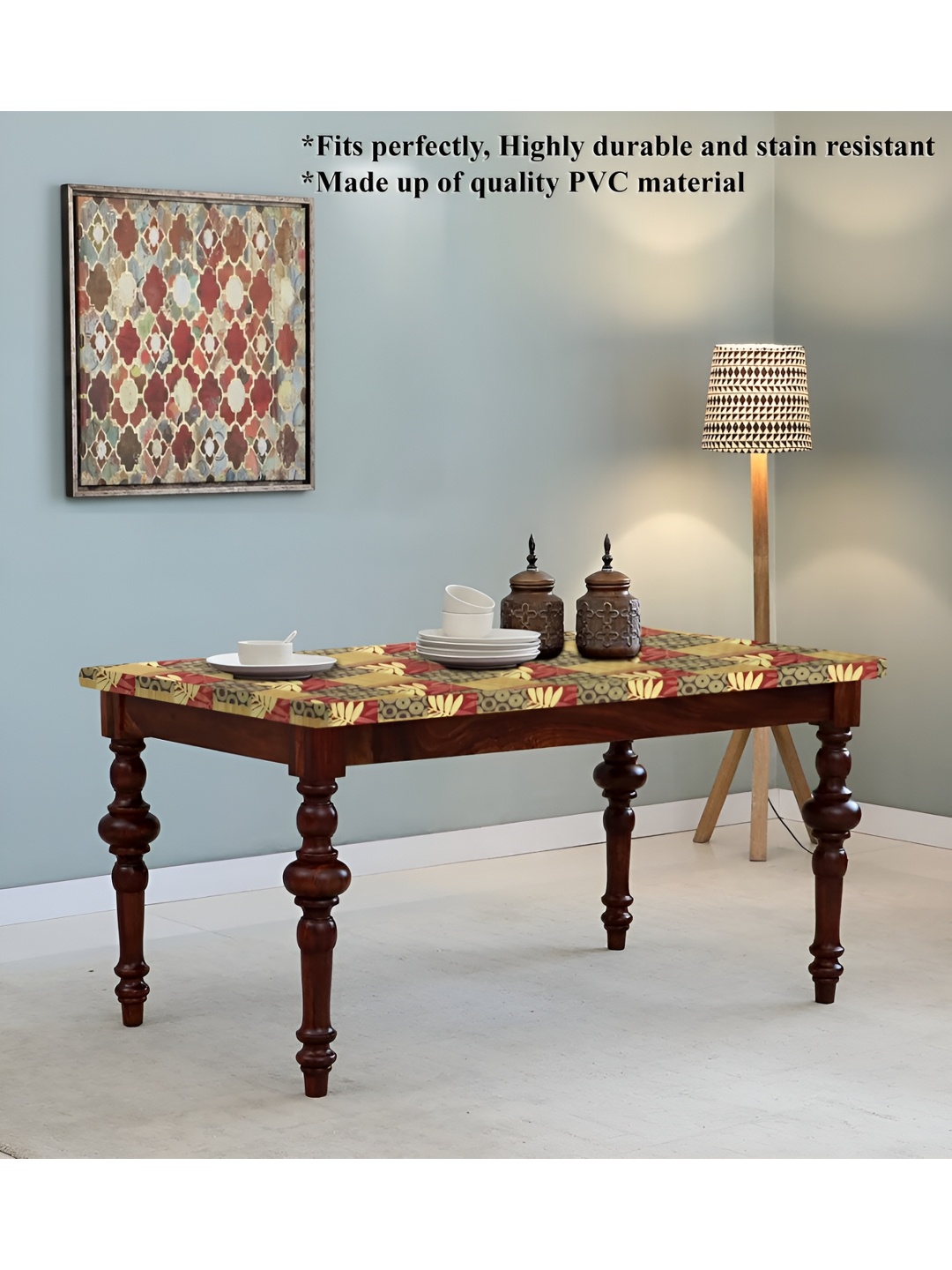 

Stylista Yellow Red & Beige Floral Printed 4-Seater Table Cover