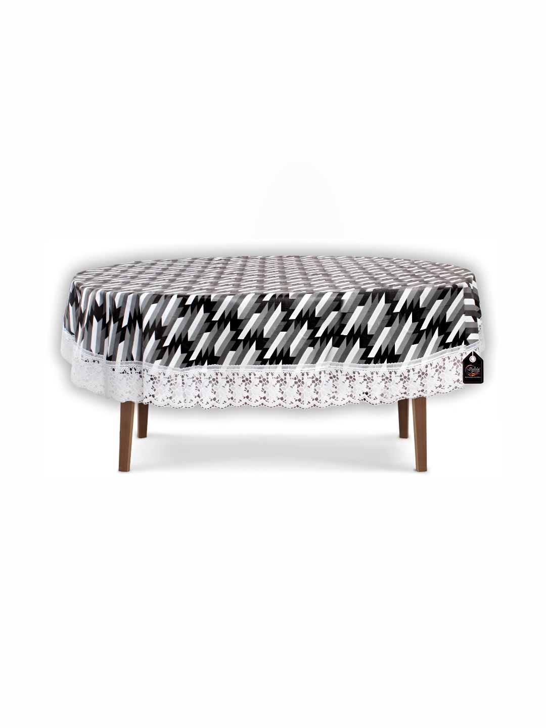 

Stylista Black & Grey Abstract Waterproof Oval 12 Seater Table Cover