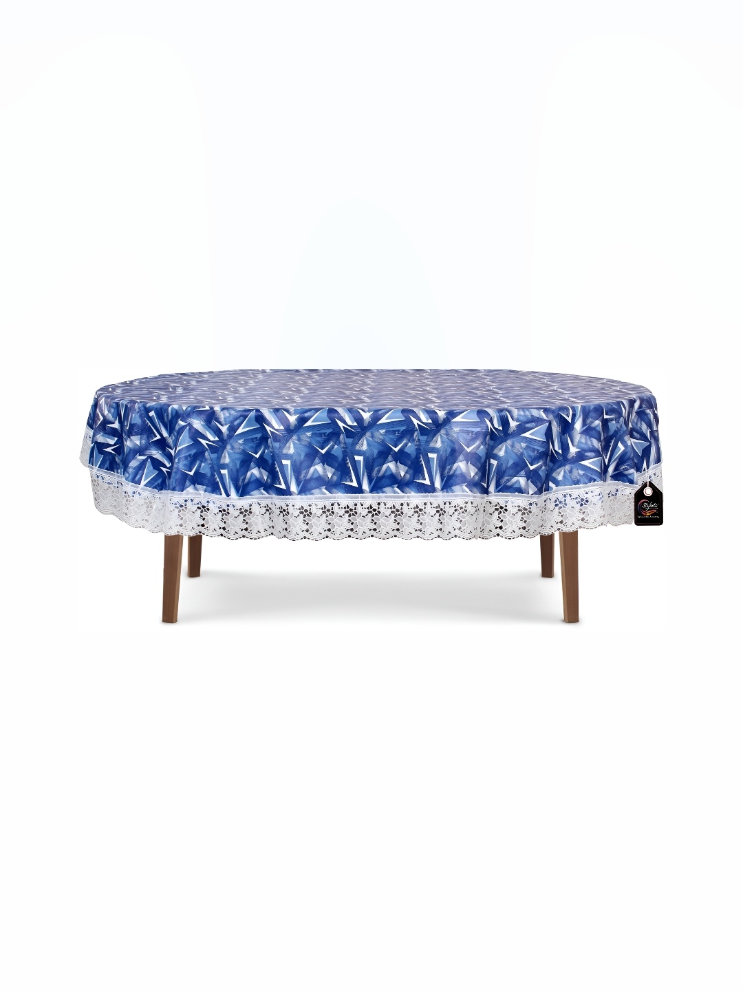 

Stylista Blue &White Printed Waterproof Oval 8-Seater Table Cover