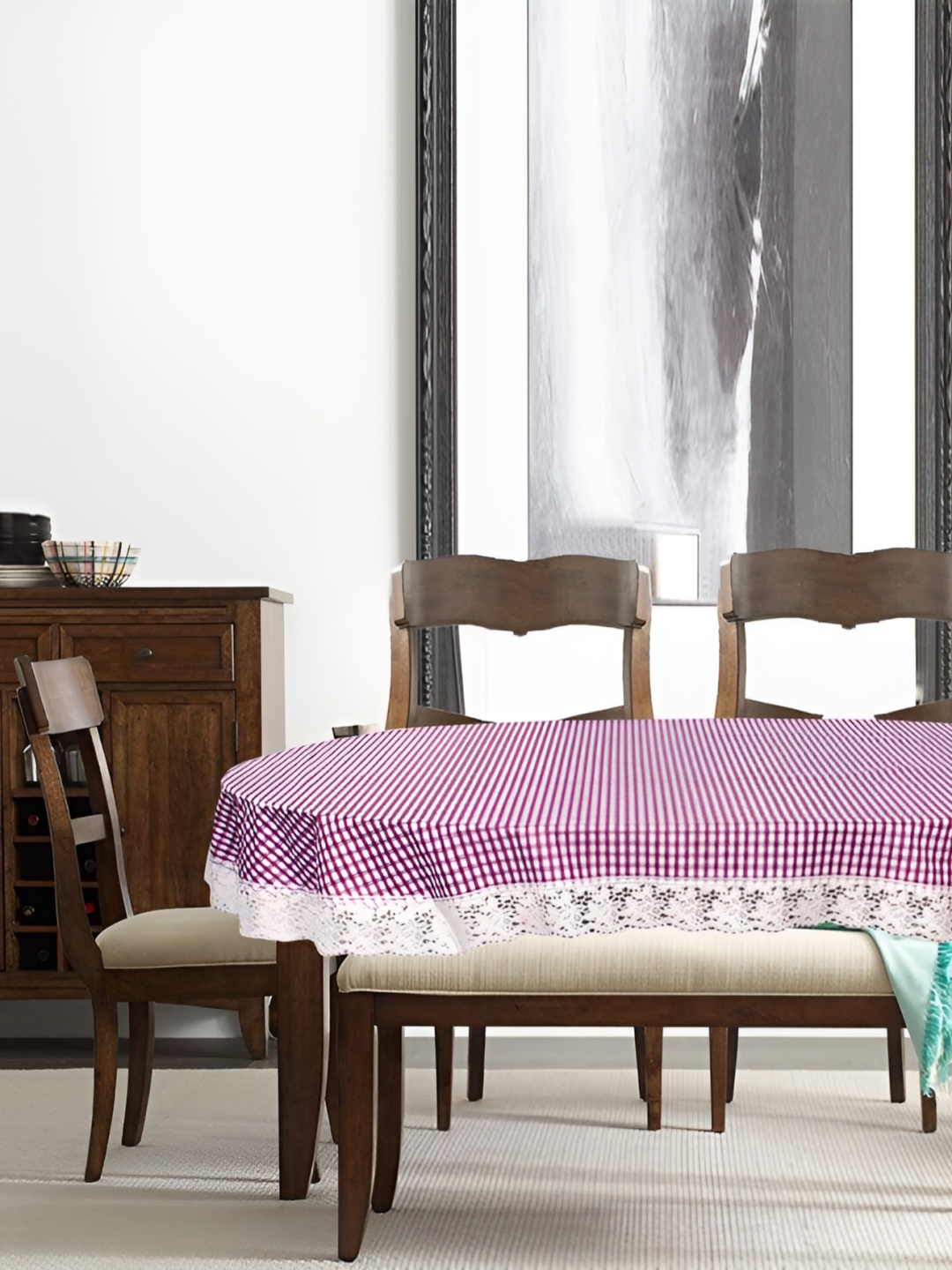 

Stylista Purple & White Printed Waterproof 2.74 m x 1.52 m Oval Table Cover