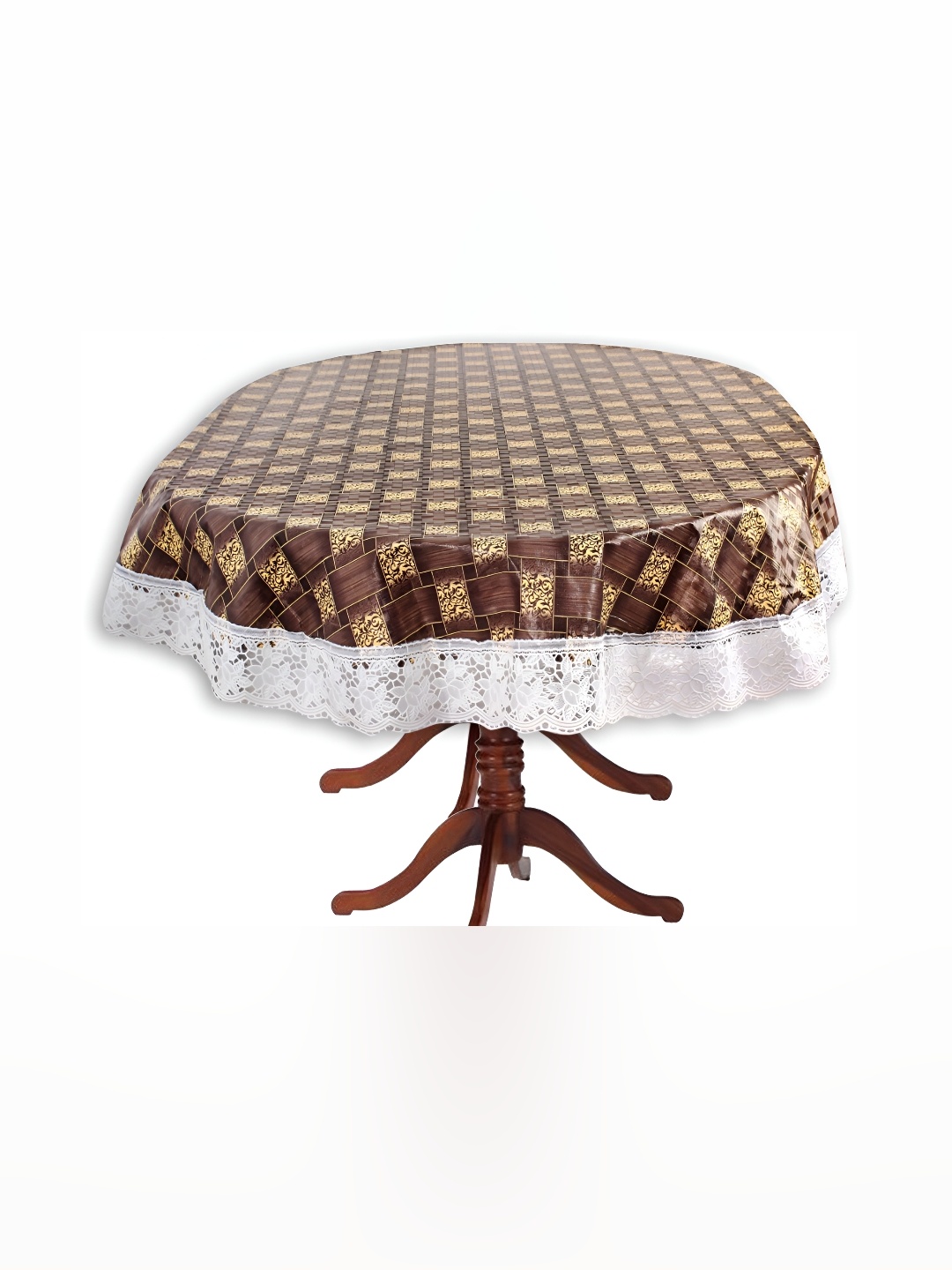 

Stylista Brown & Yellow Geometric Printed Waterproof Oval 6 Seater Table Cover