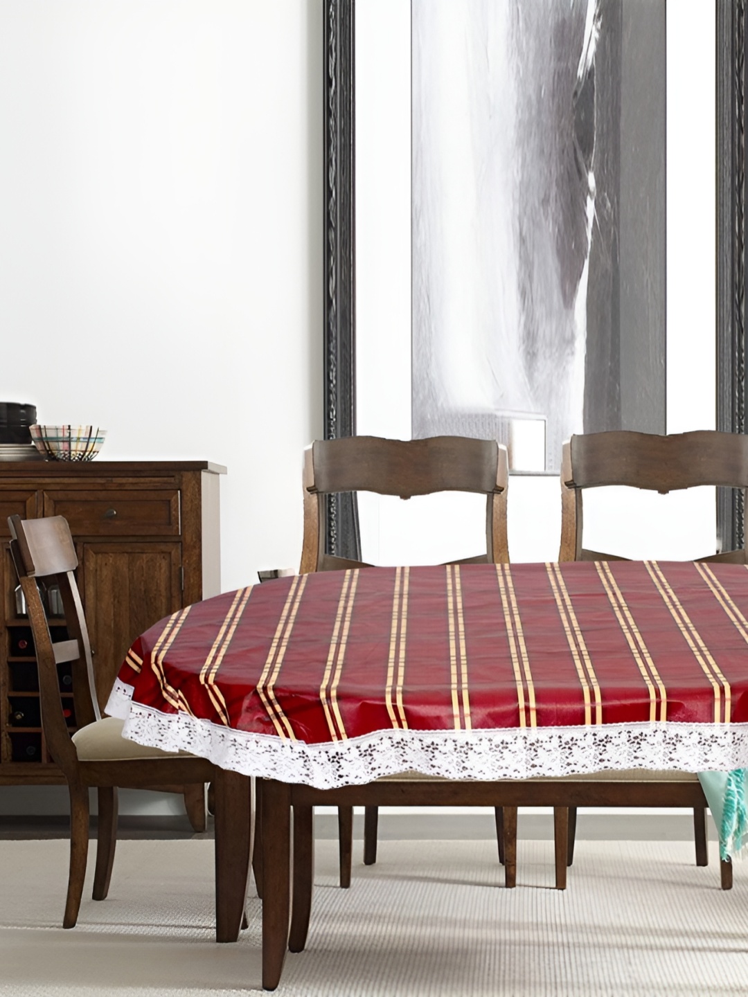 

Stylista Red & Yellow Geometric Oval Waterproof 8-Seater Table Cover
