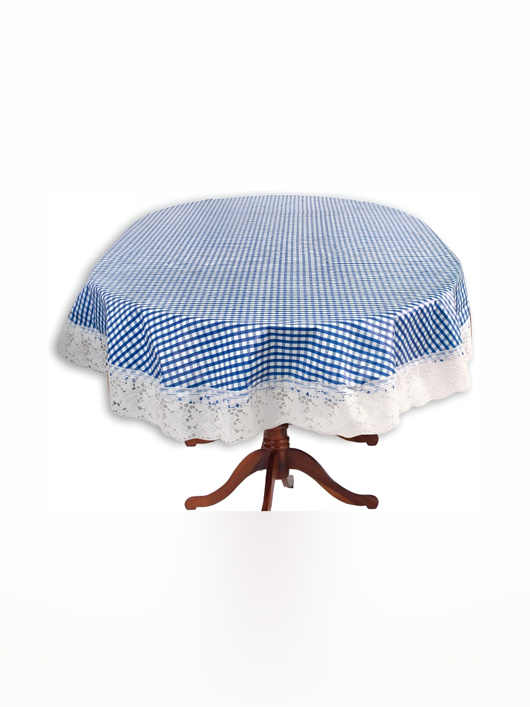 

Stylista Blue & White Checked Waterproof Oval 6 Seater Table Cover