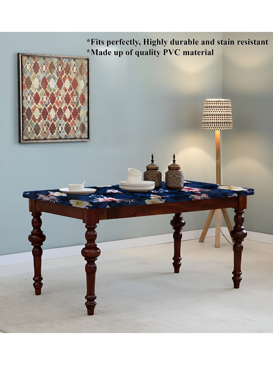 

Stylista Blue & Yellow Floral Waterproof 4 Seater Table Cover