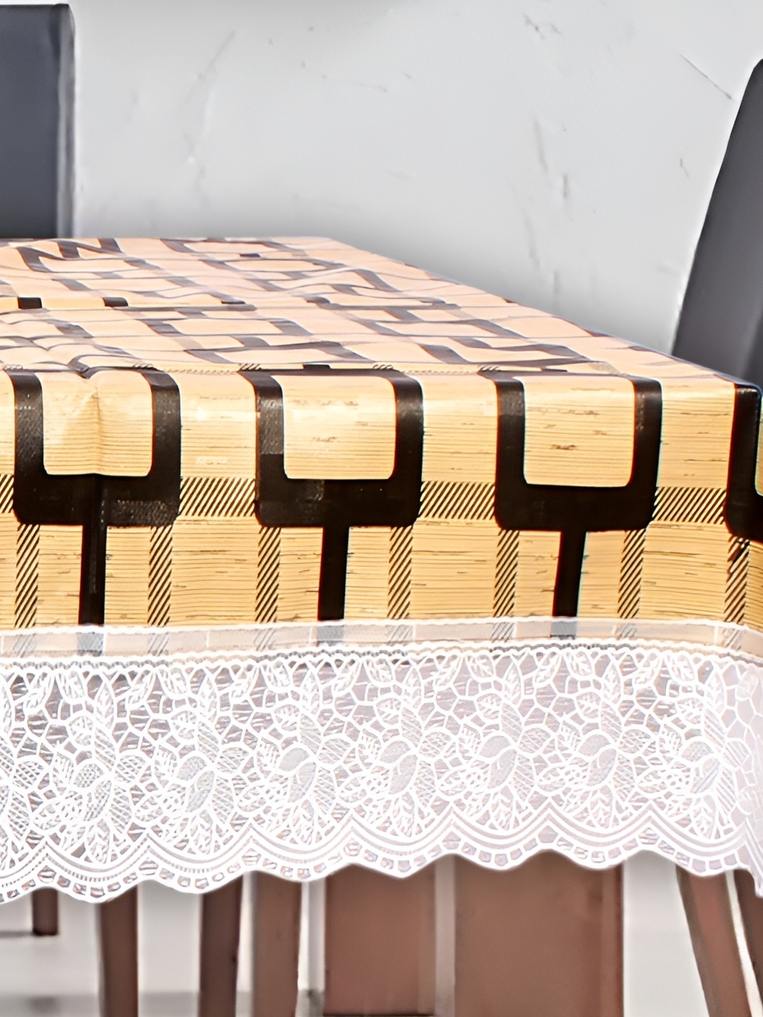 

Stylista Beige Geometric Printed Waterproof 8-Seater Table Cover