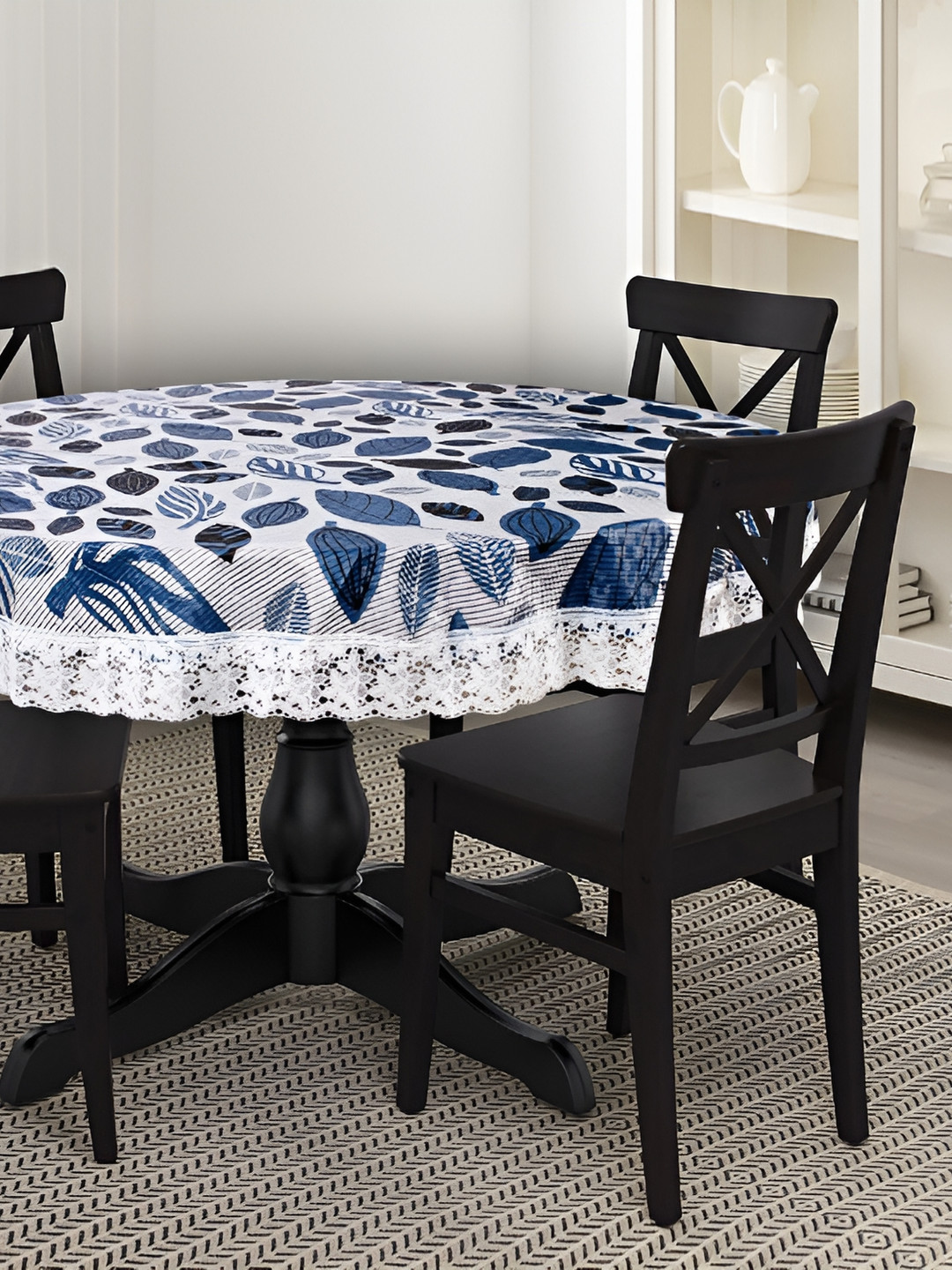 

Stylista White & Blue Waterproof Round 8-Seater Table Cover