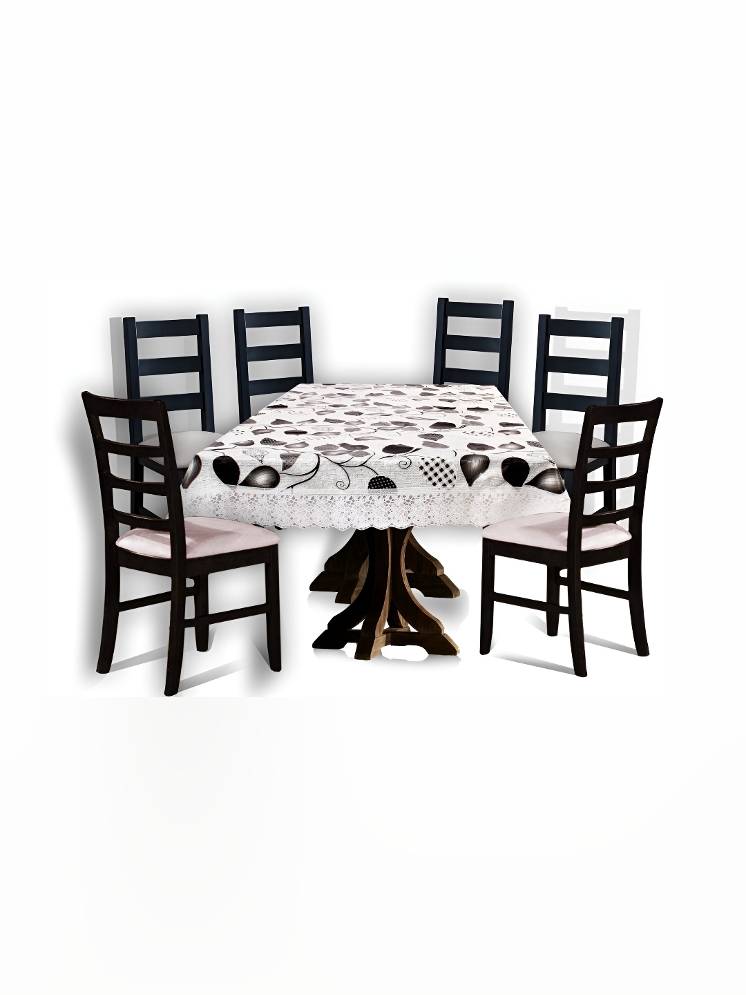 

Stylista White & Black Waterproof Floral Print 6 Seater Table Cover