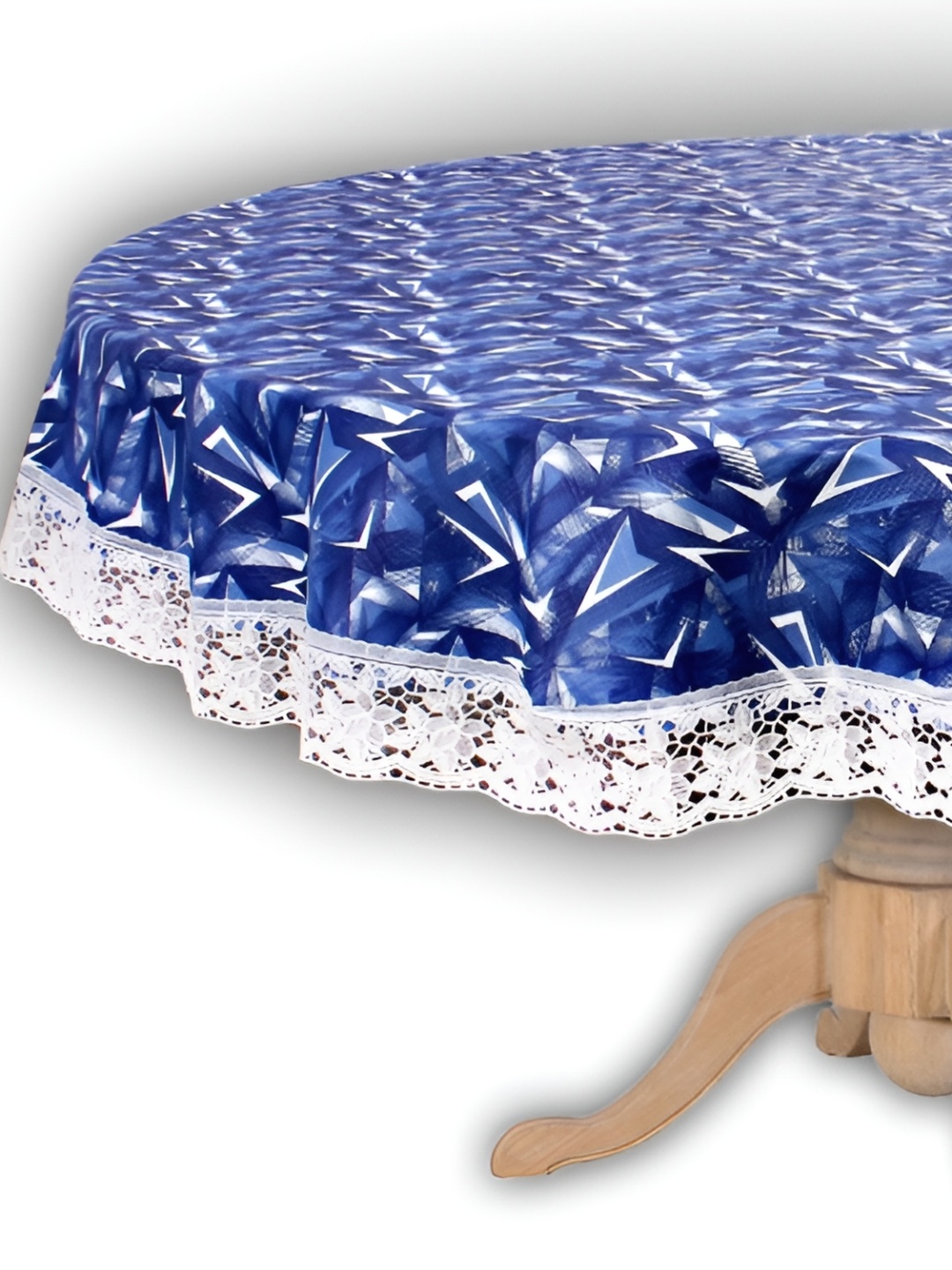 

Stylista Blue & White Geometric Printed Waterproof Round 4-Seater Table Cover