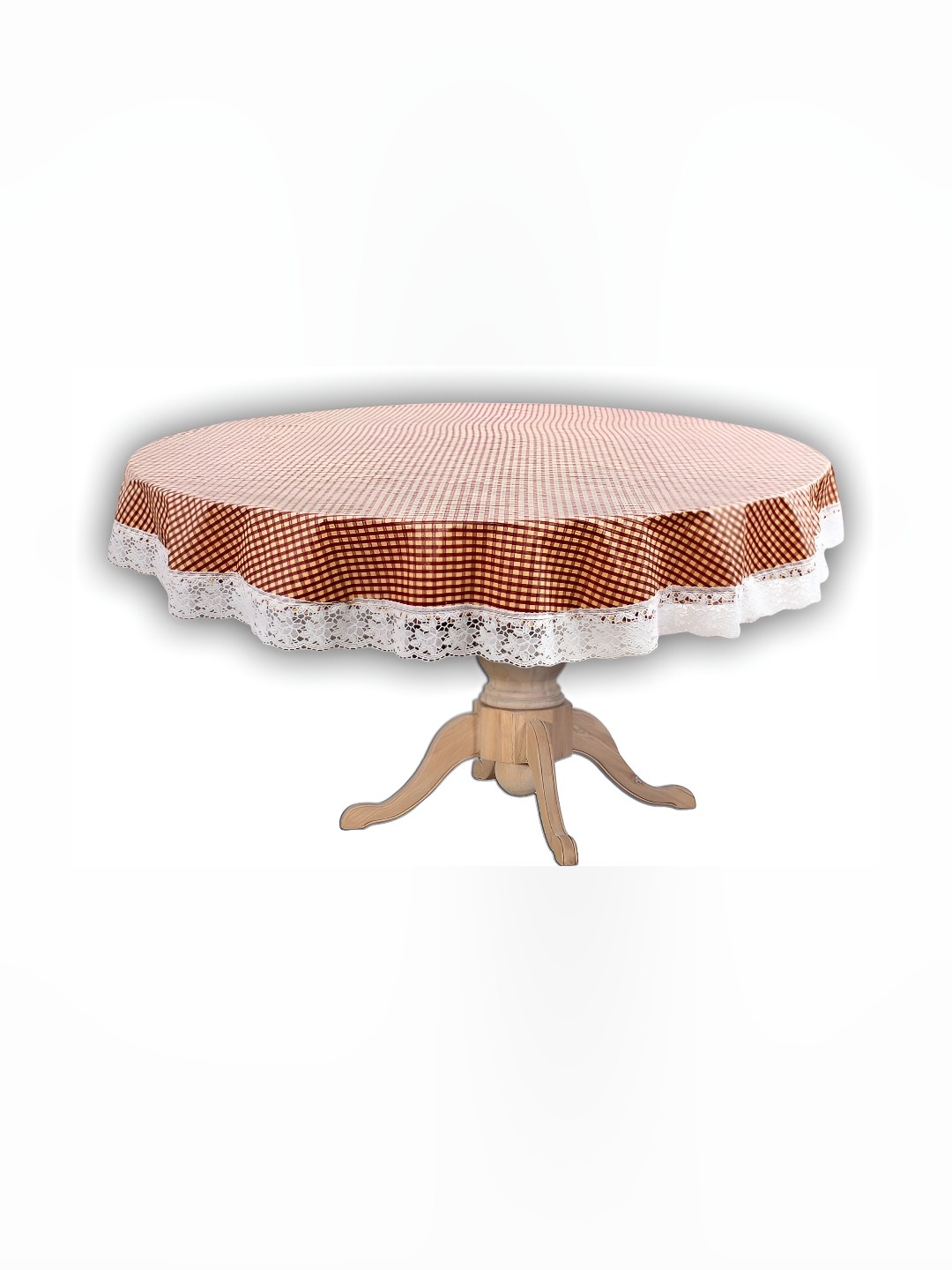

Stylista Maroon & Beige Checked Waterproof Round 4 Seater Table Cover