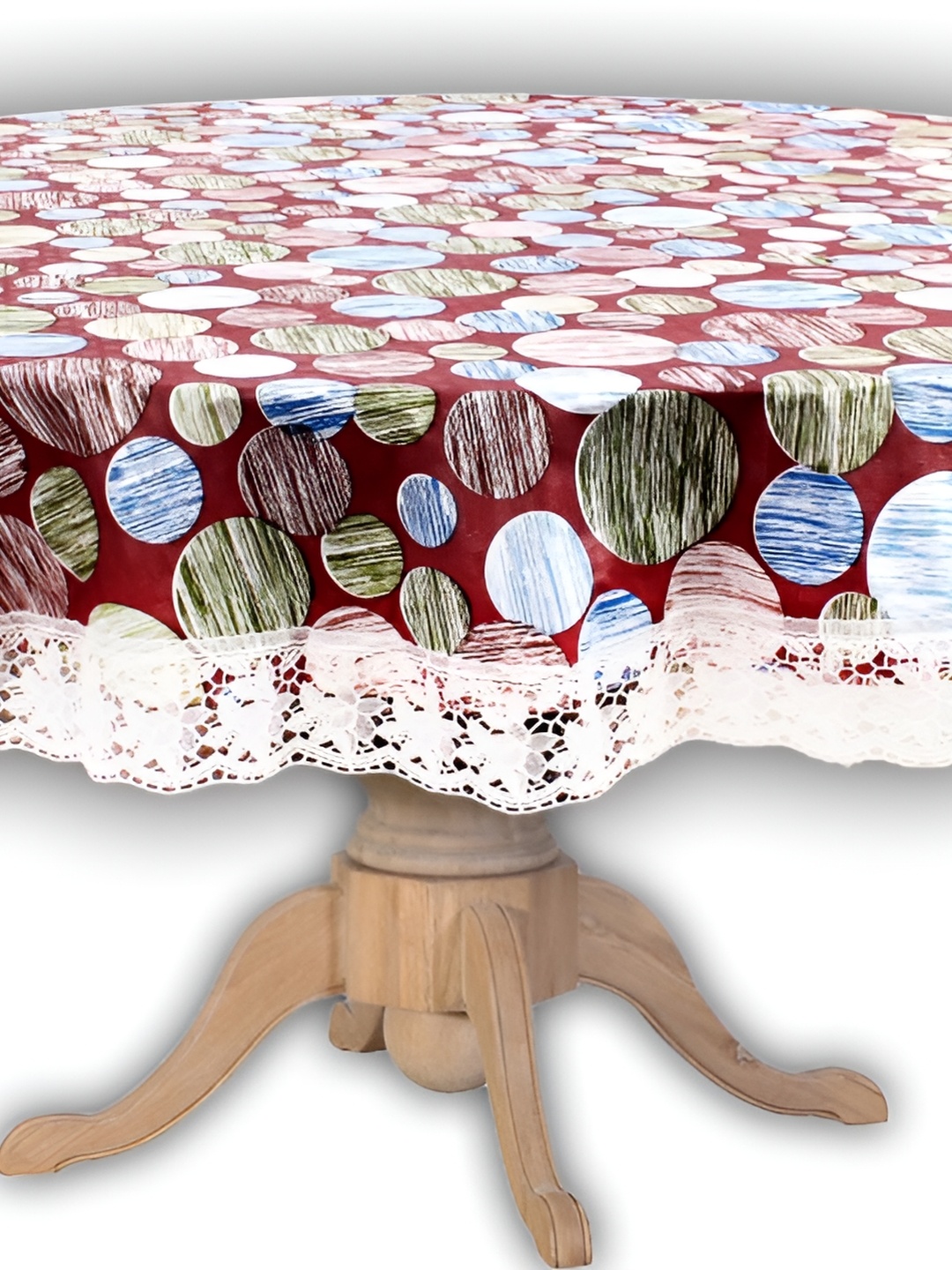 

Stylista Red & Green Geometric Waterproof Round 4 Seater Table Cover