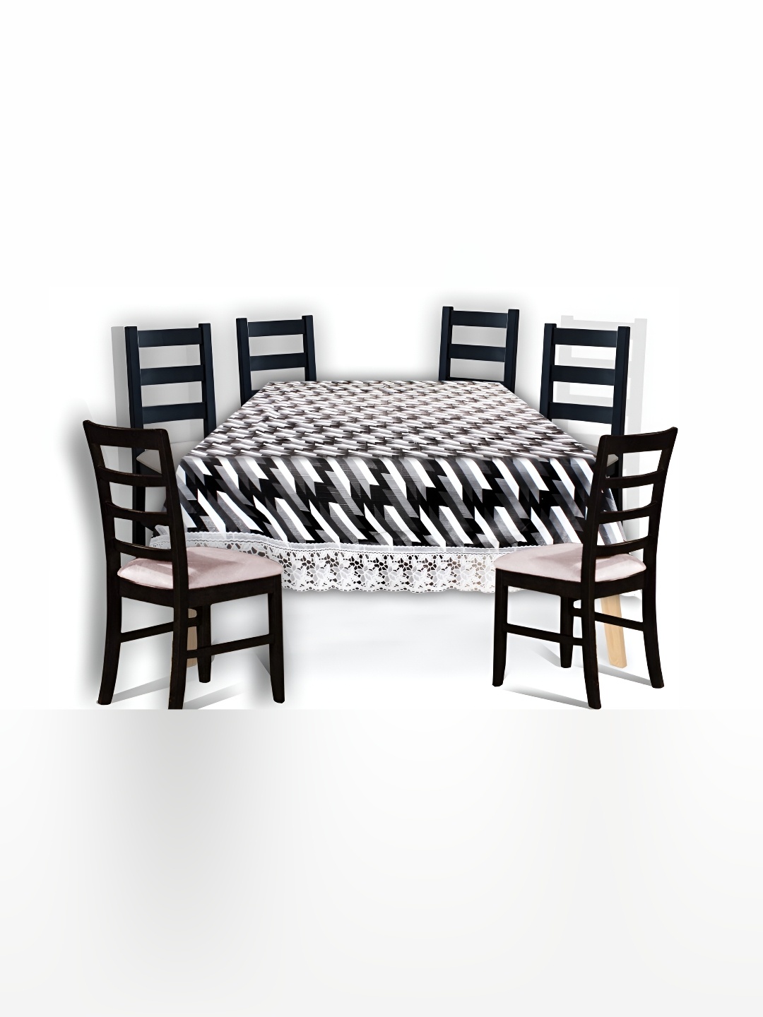 

Stylista Black & White Printed Waterproof 6-Seater Table Cover