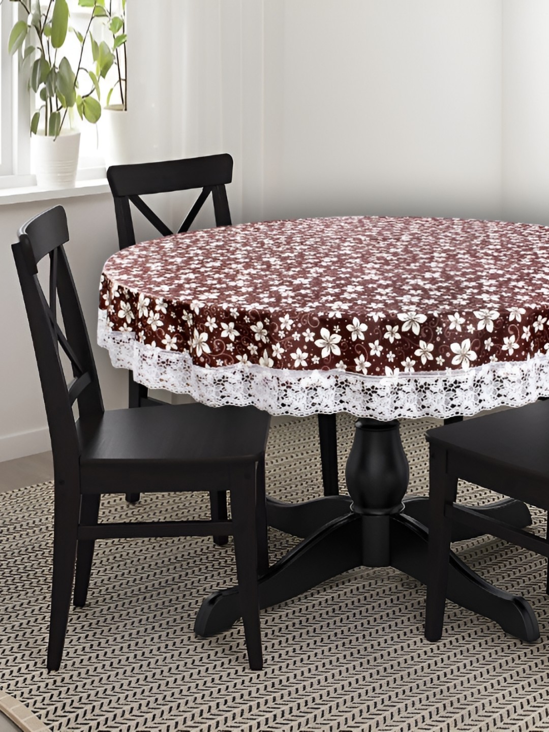 

Stylista Brown & White Floral Waterproof Round 8 Seater Table Cover