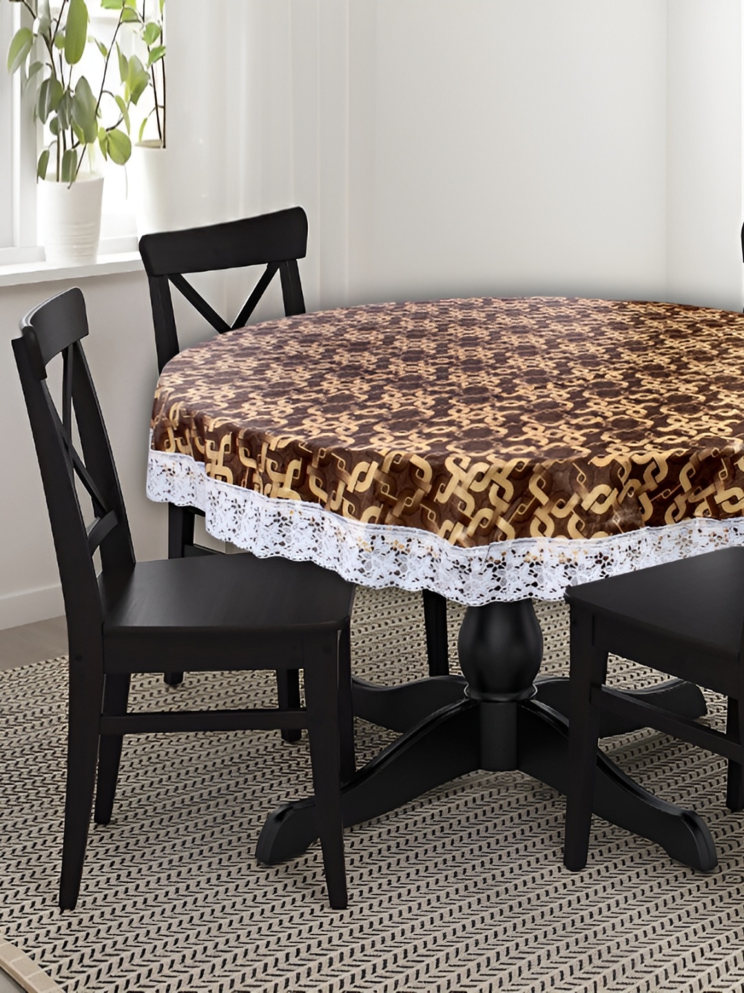 

Stylista Brown 8 Pieces Floral Printed Waterproof Table Cover