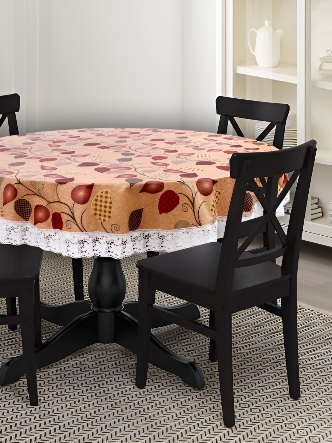

Stylista Cream & Brown Floral Waterproof Round 8 Seater Table Cover