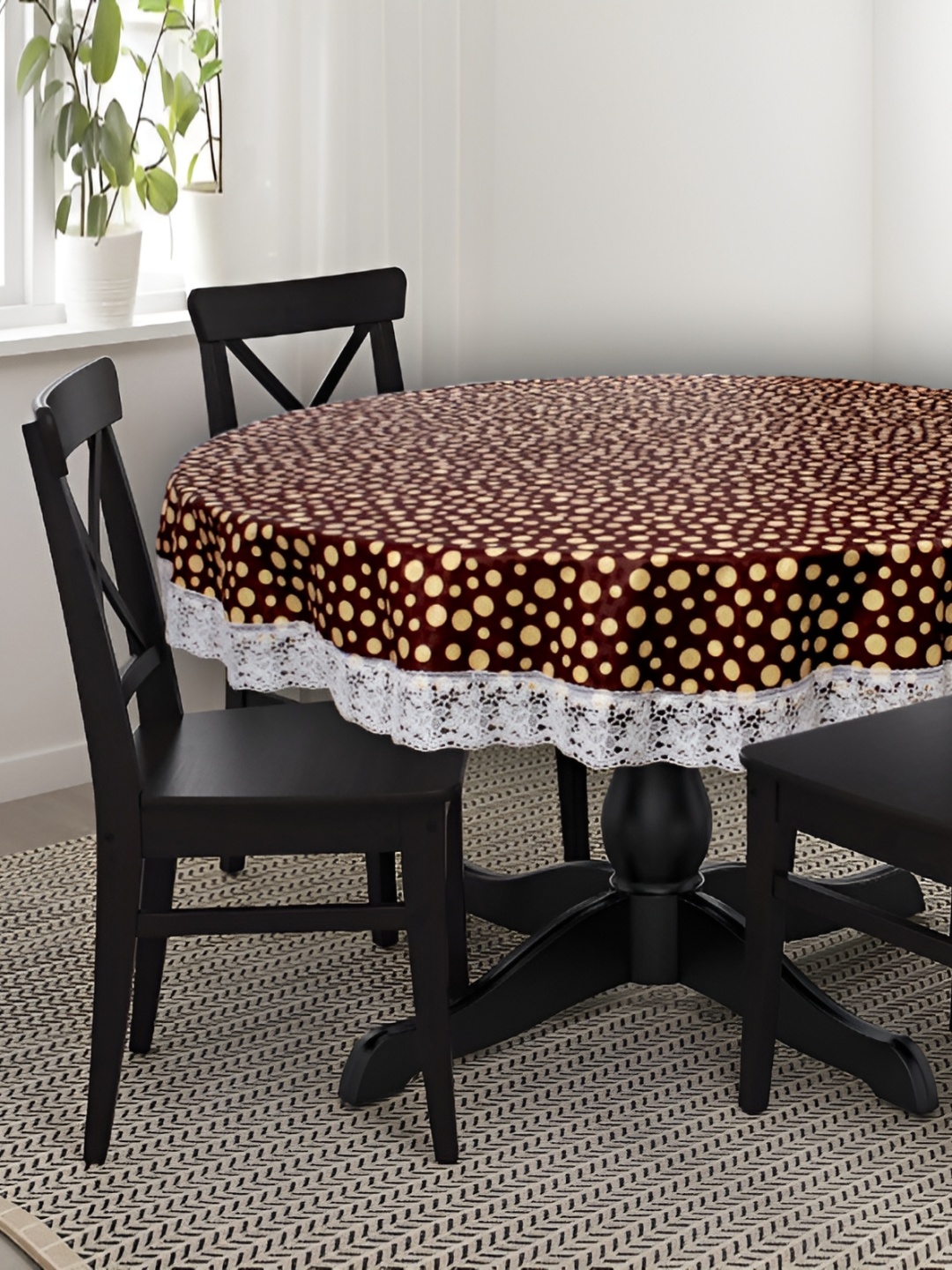 

Stylista Brown & Yellow Geometric Round Waterproof 8-Seater Table Cover