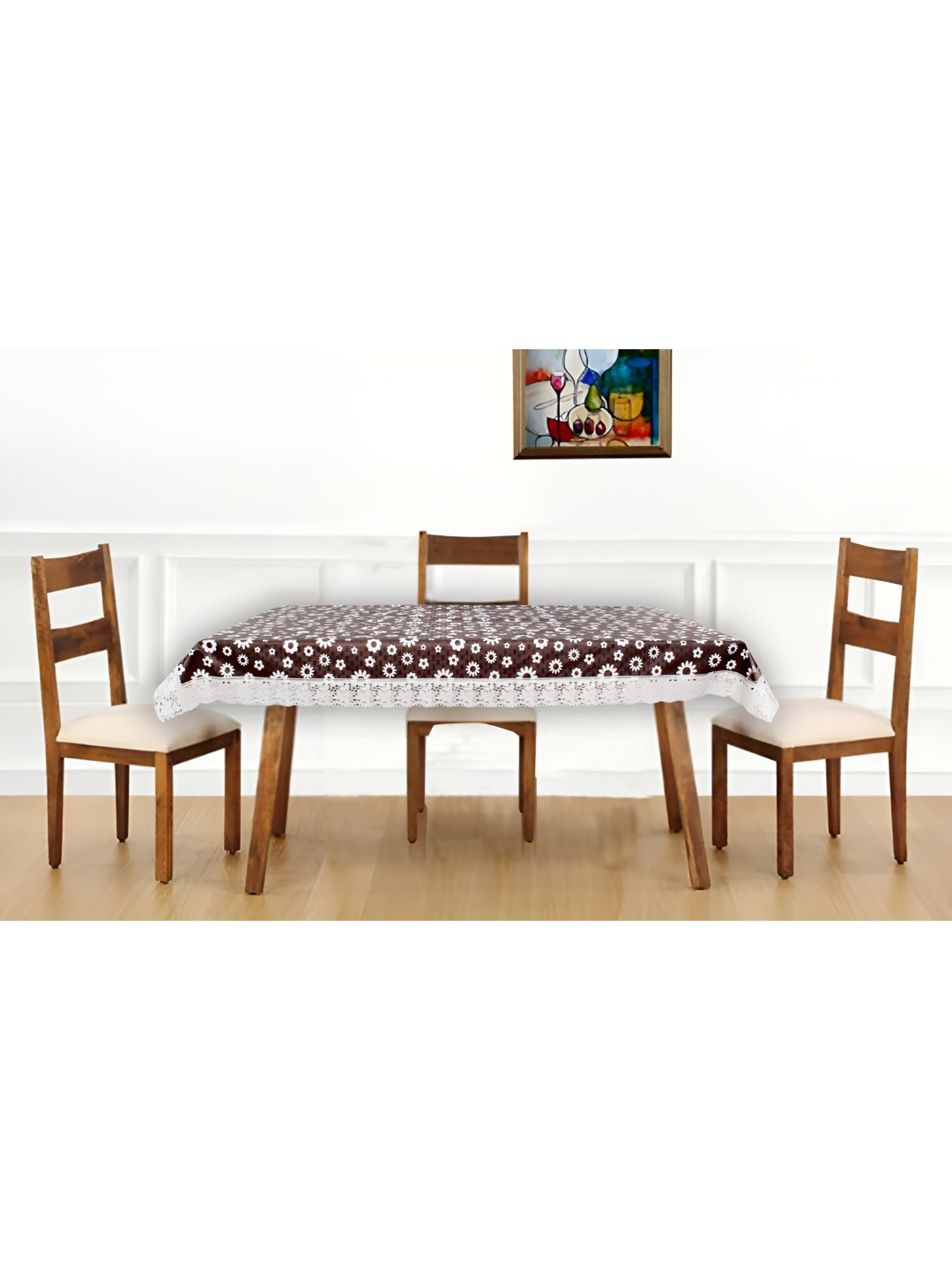 

Stylista Brown & White Floral Printed Waterproof 4-Seater Table Cover