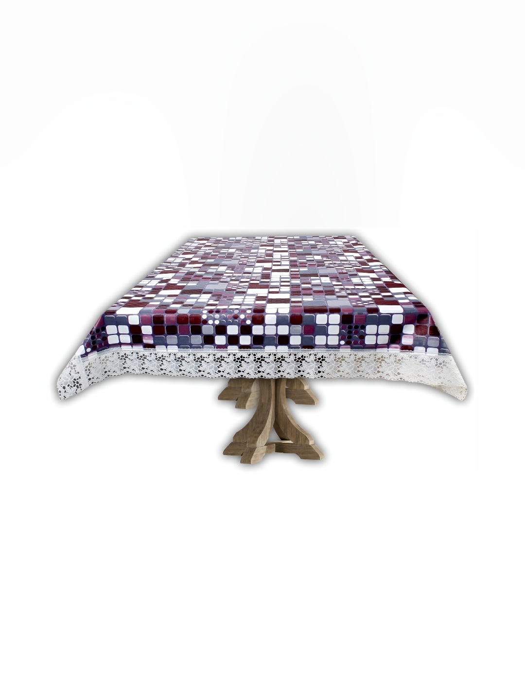 

Stylista Maroon & Grey Geometric Rectangle Waterproof 10-Seater Table Cover