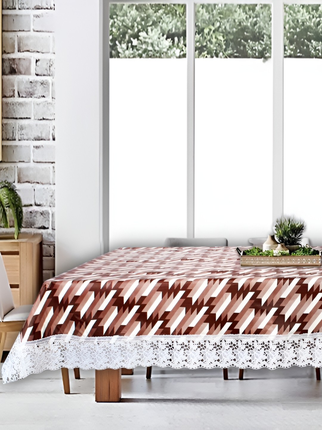 

Stylista Brown & White Geometric Printed Waterproof Rectangle 8-Seater Table Cover