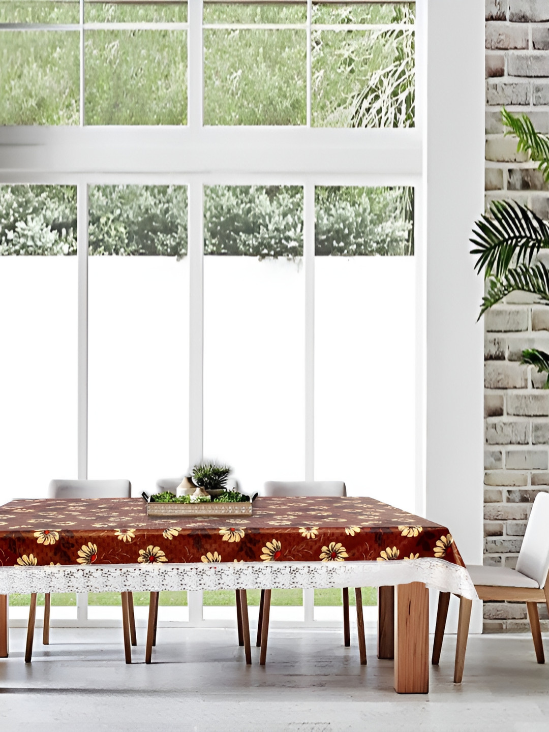 

Stylista Brown & Yellow Floral Rectangle Waterproof 8-Seater Table Cover