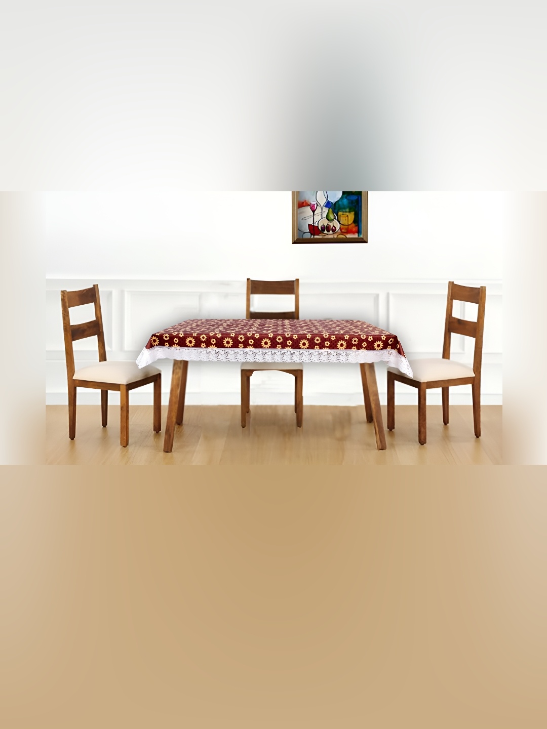 

Stylista Maroon & Cream Floral Rectangle Waterproof 4-Seater Table Cover