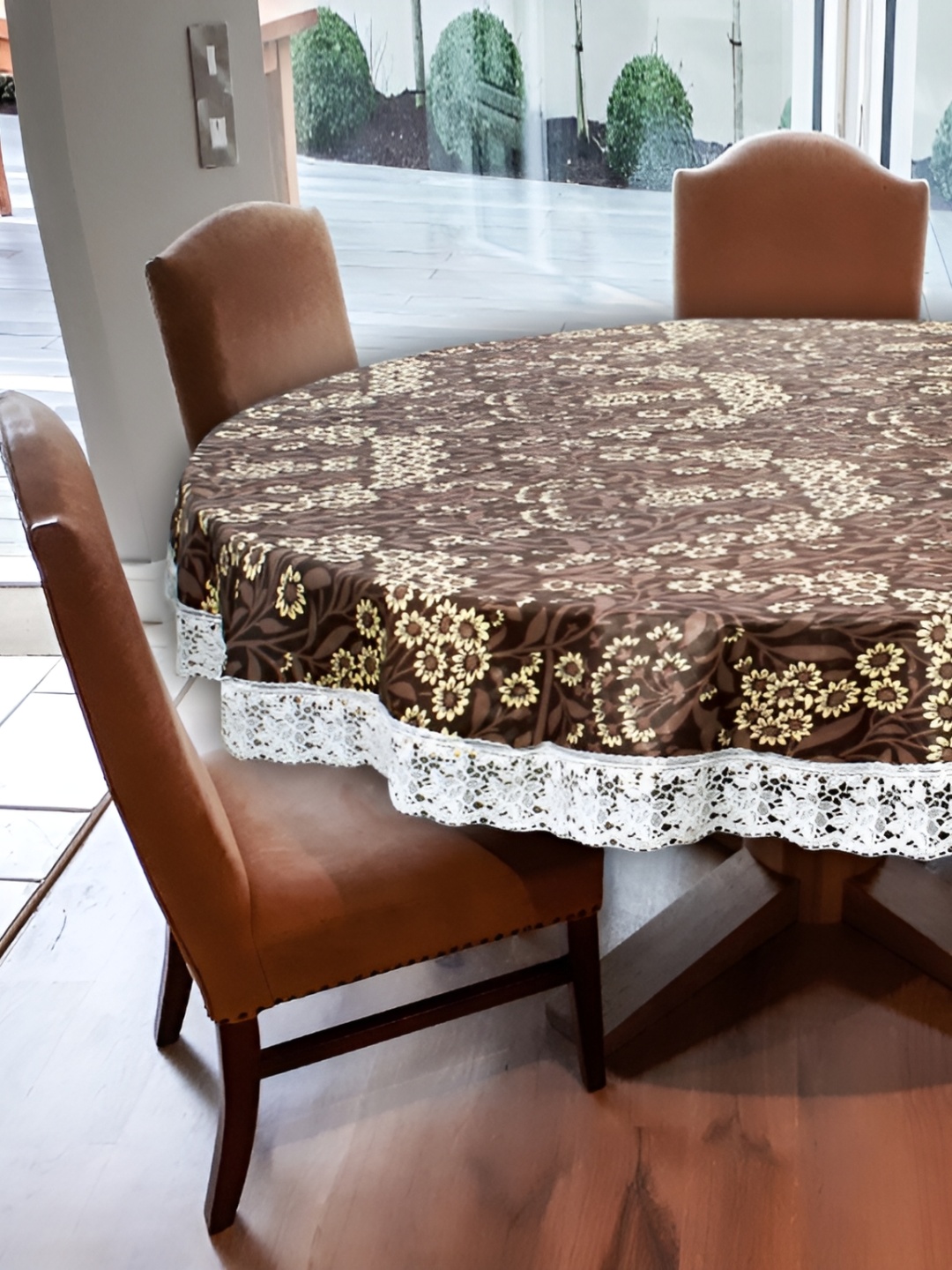 

Stylista Brown Printed Waterproof Round 6-Seater Table Cover