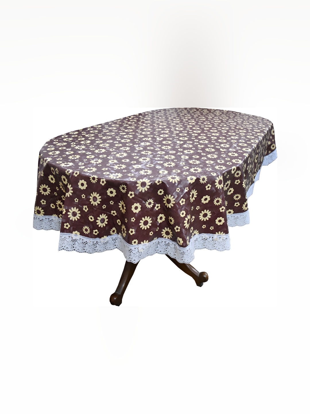 

Stylista Brown & Beige Floral Printed Waterproof Oval 4-Seater Table Cover
