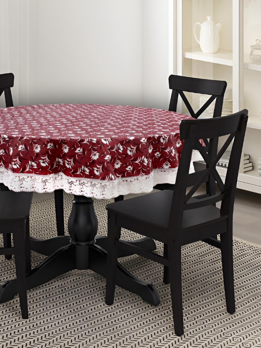 

Stylista Maroon Waterproof Floral Print Round 8 Seater Table Cover
