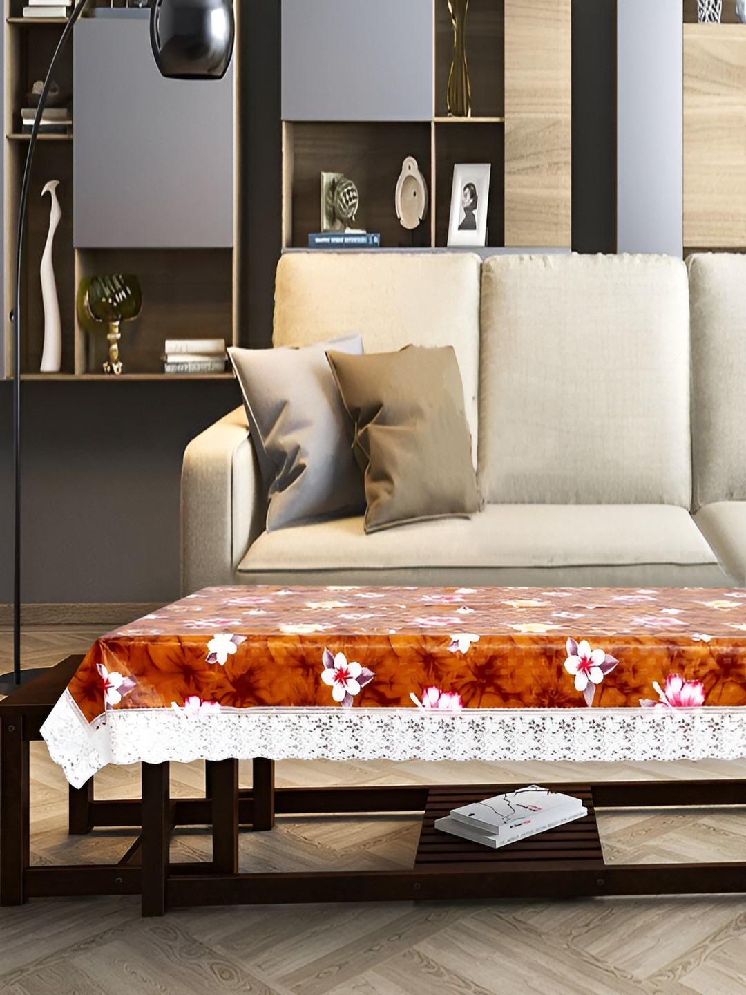 

Stylista Orange & White Floral Printed Waterproof 2-Seater Table Cover