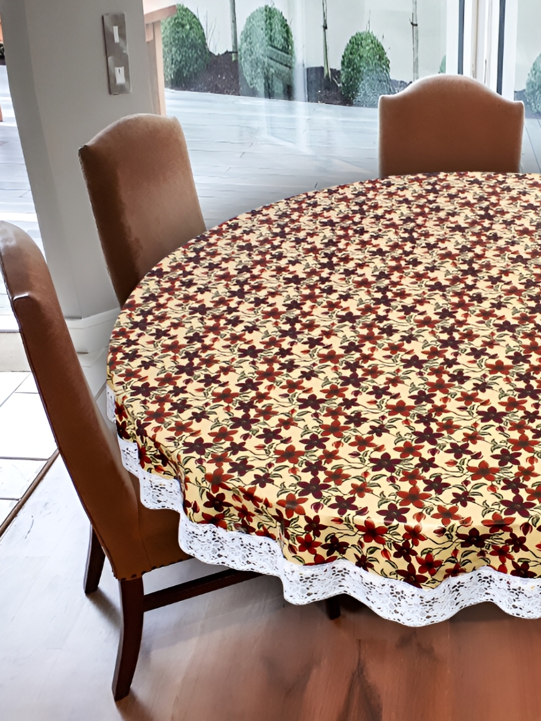 

Stylista Yellow 6 Pieces Floral Printed Waterproof Table Cover