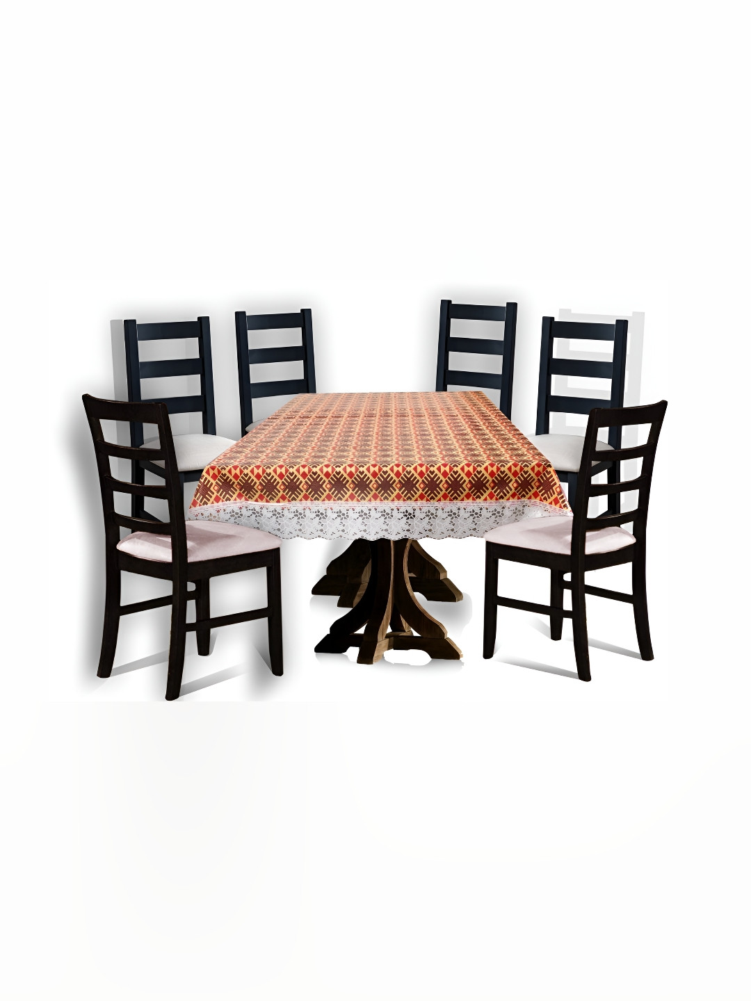 

Stylista Maroon & White Printed Waterproof 6-Seater Table Cover