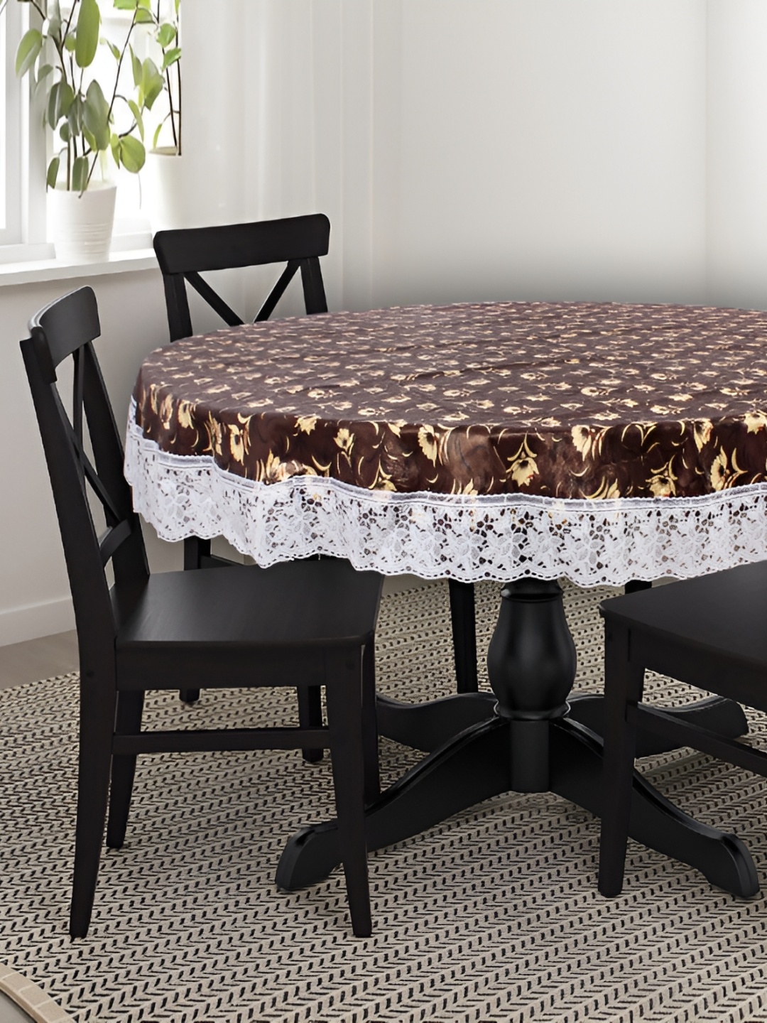 

Stylista Brown 8 Pieces Floral Printed Waterproof Table Cover