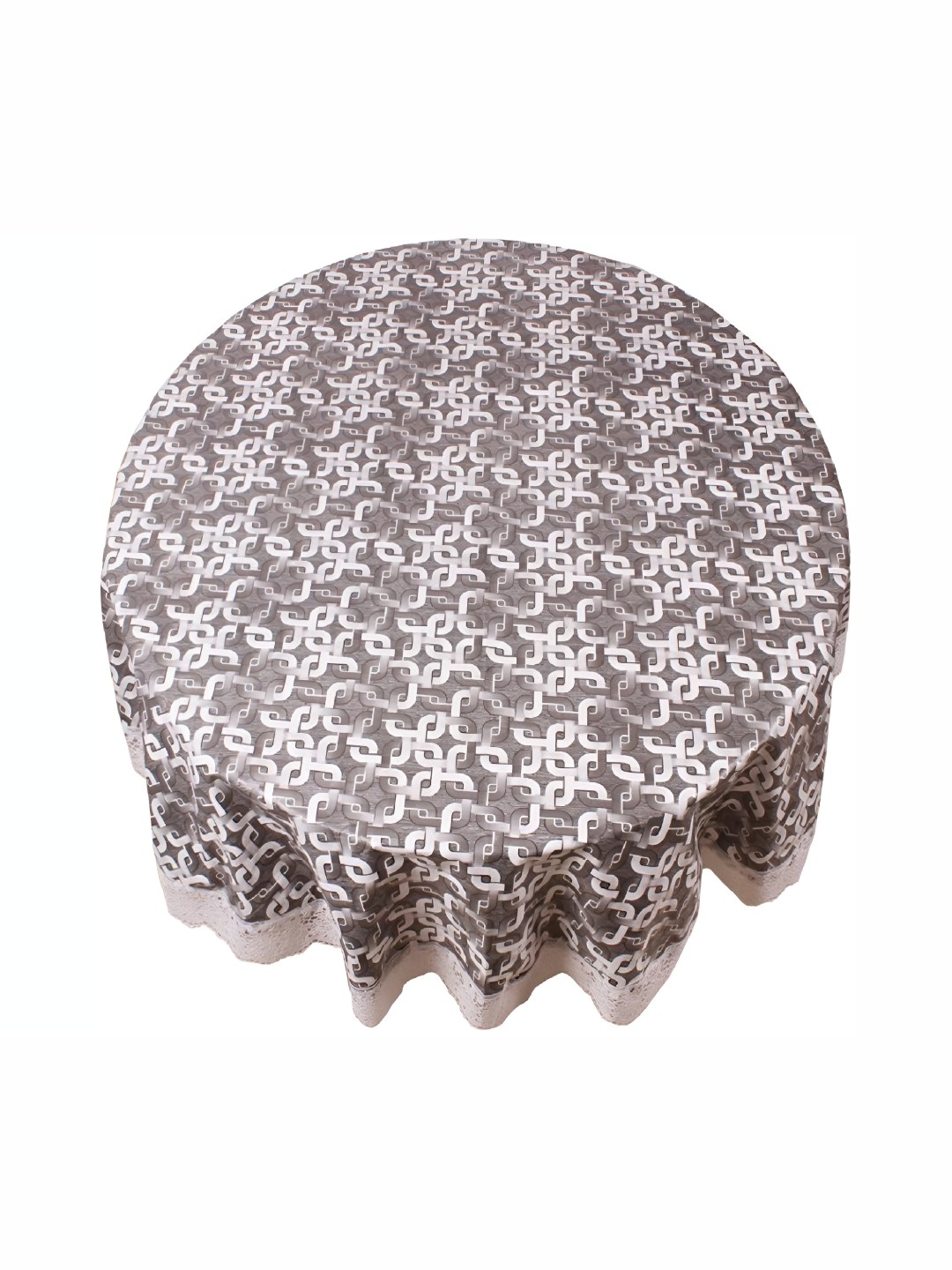 

Stylista Brown & White Geometric Printed Waterproof Round 4-Seater Table Cover