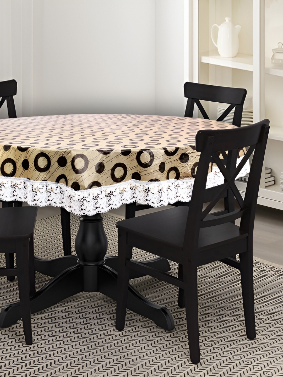 

Stylista Brown Geometric Printed Waterproof Round 8-Seater Table Cover
