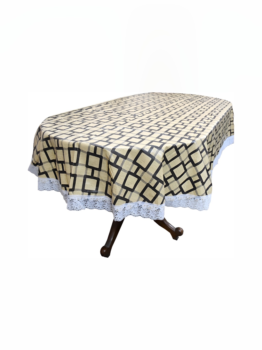 

Stylista Beige & Black Checked Waterproof Oval 4 Seater Table Cover