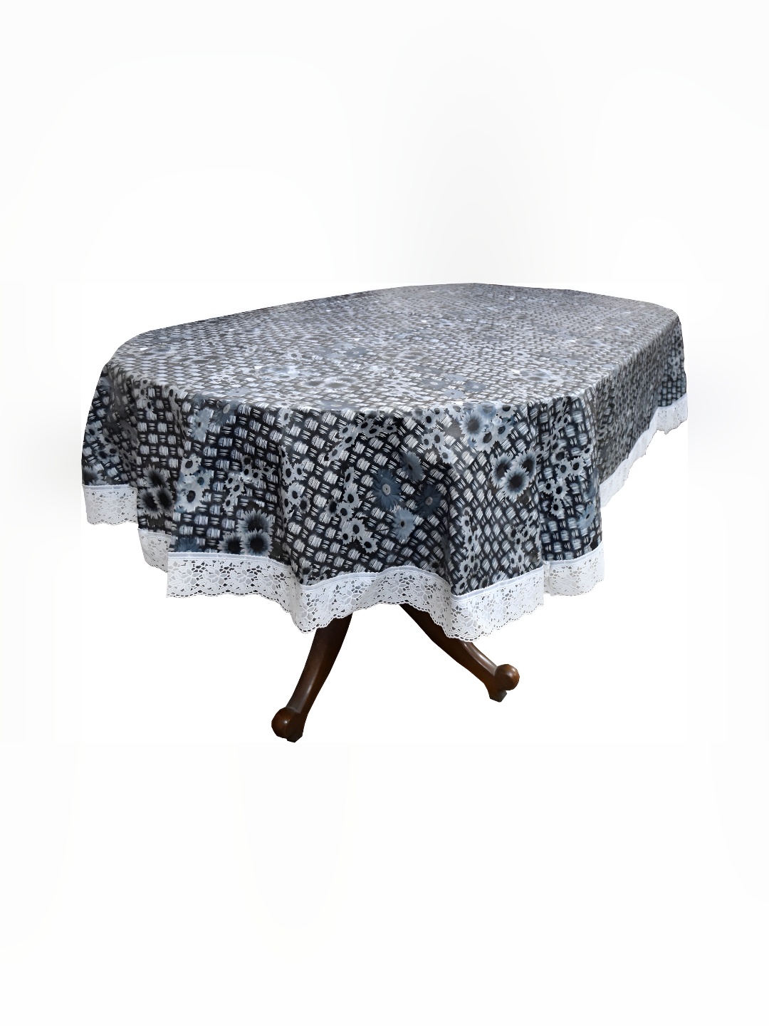 

Stylista Black Floral Waterproof Oval 6-Seater Table Cover