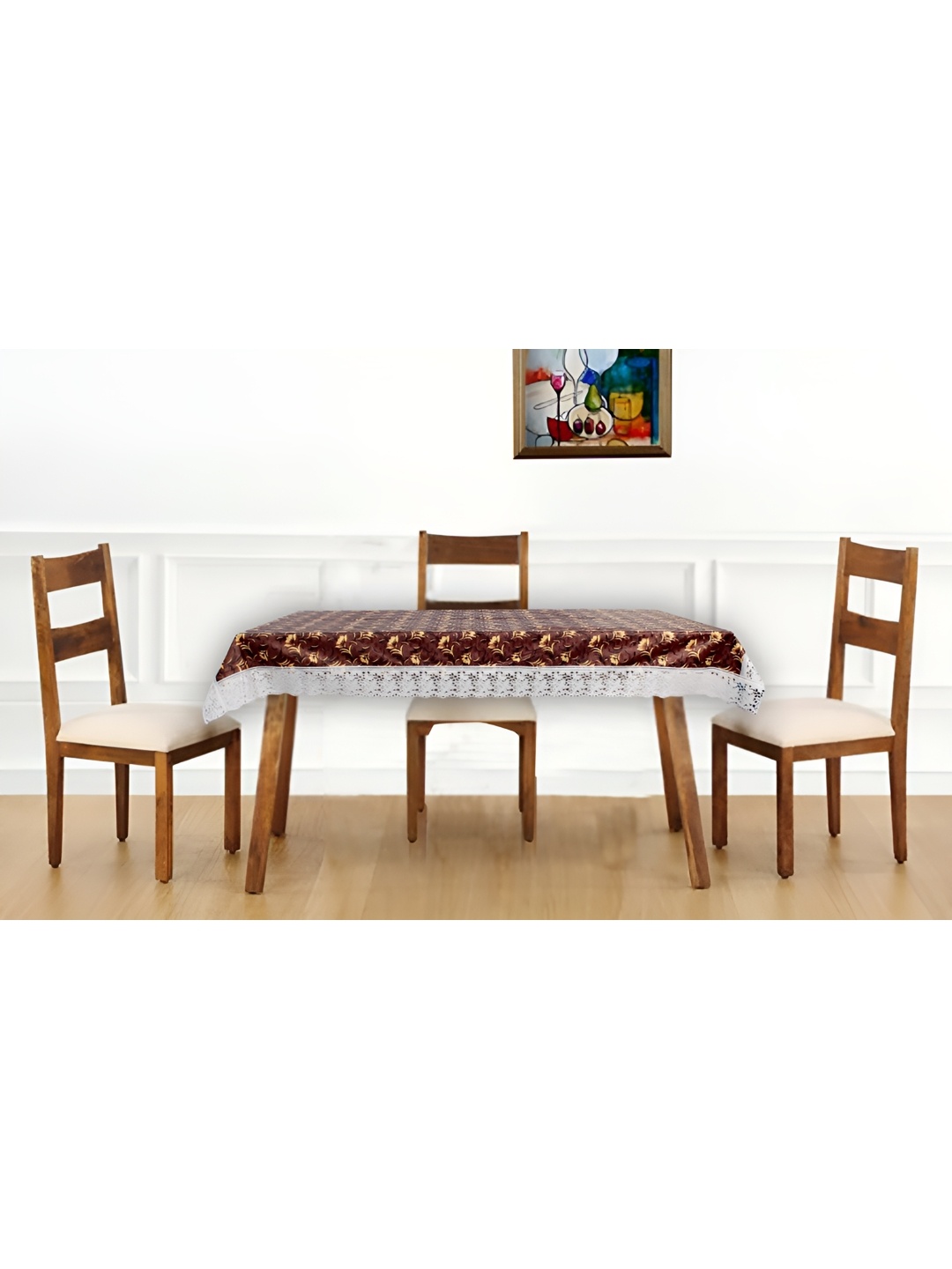 

Stylista Maroon Floral Waterproof 4-Seater Table Cover, Brown