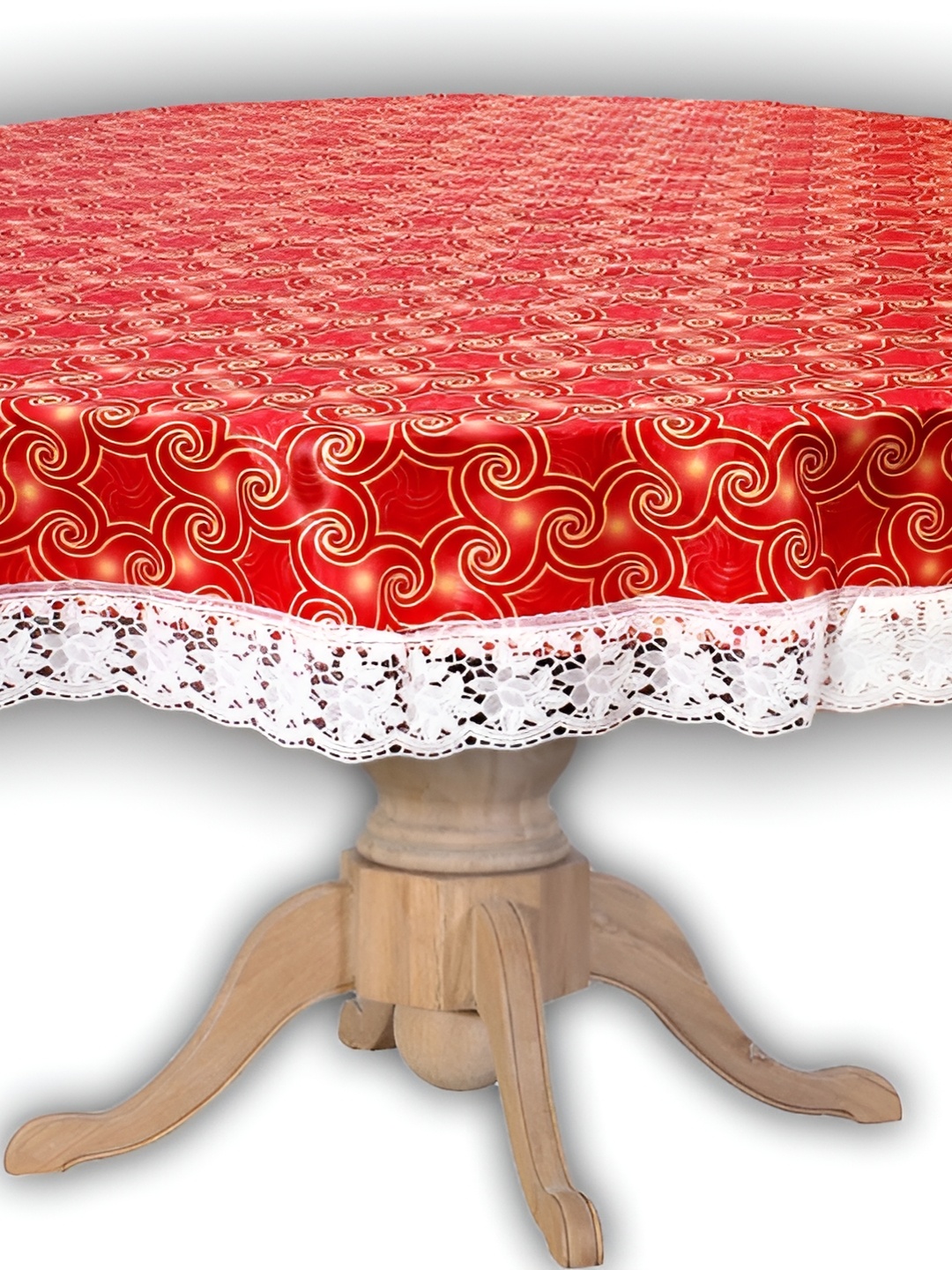 

Stylista Red Floral Waterproof Round 4-Seater Table Cover