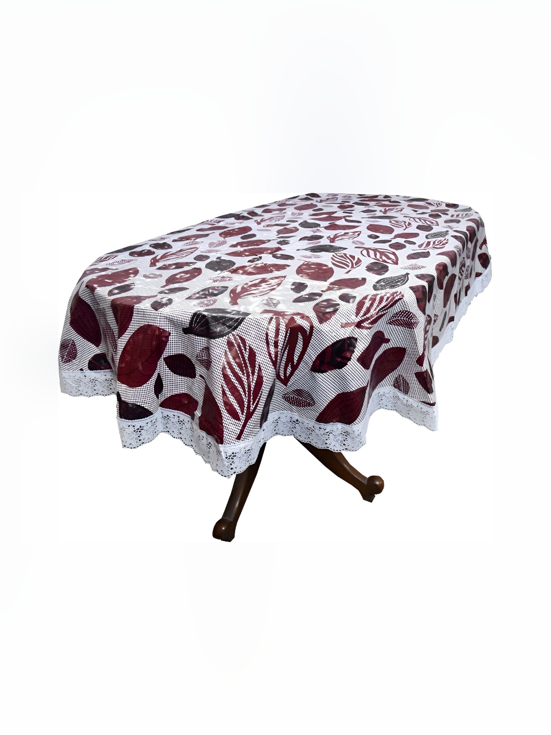 

Stylista White & Maroon Printed Waterproof Oval 6-Seater Table Cover