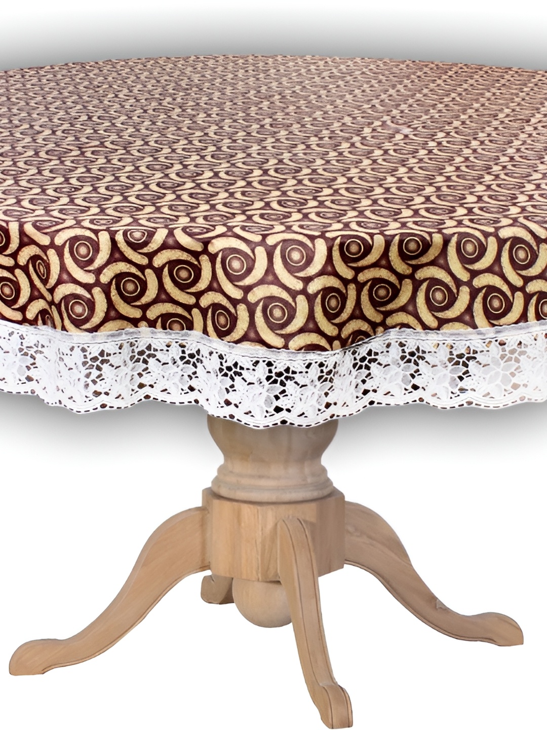 

Stylista White & Brown Ethnic Motifs Waterproof Round 4 Seater Table Cover