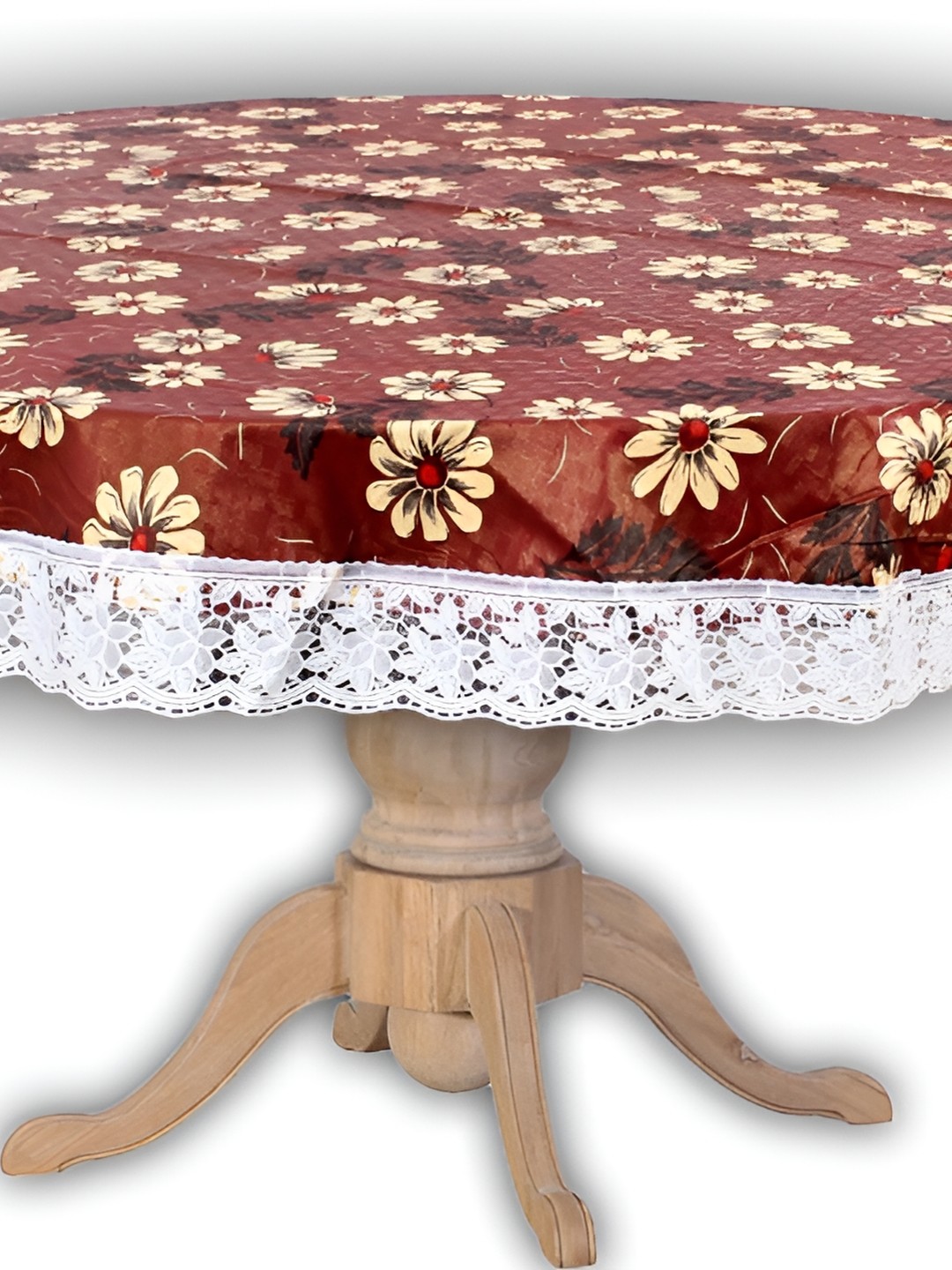 

Stylista Brown Floral Waterproof Round 4-Seater Table Cover