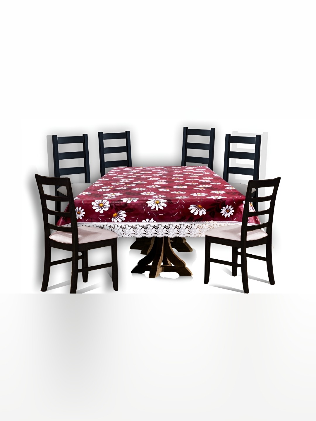 

Stylista Maroon & White Floral Printed Waterproof 6-Seater Table Cover