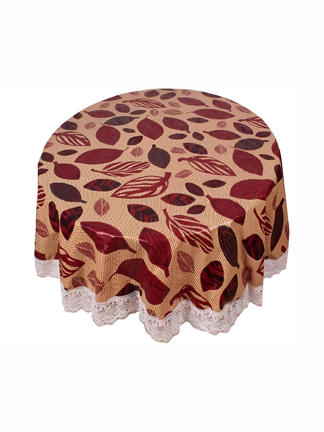 

Stylista Beige & Maroon Floral Waterproof Round 4 Seater Table Cover