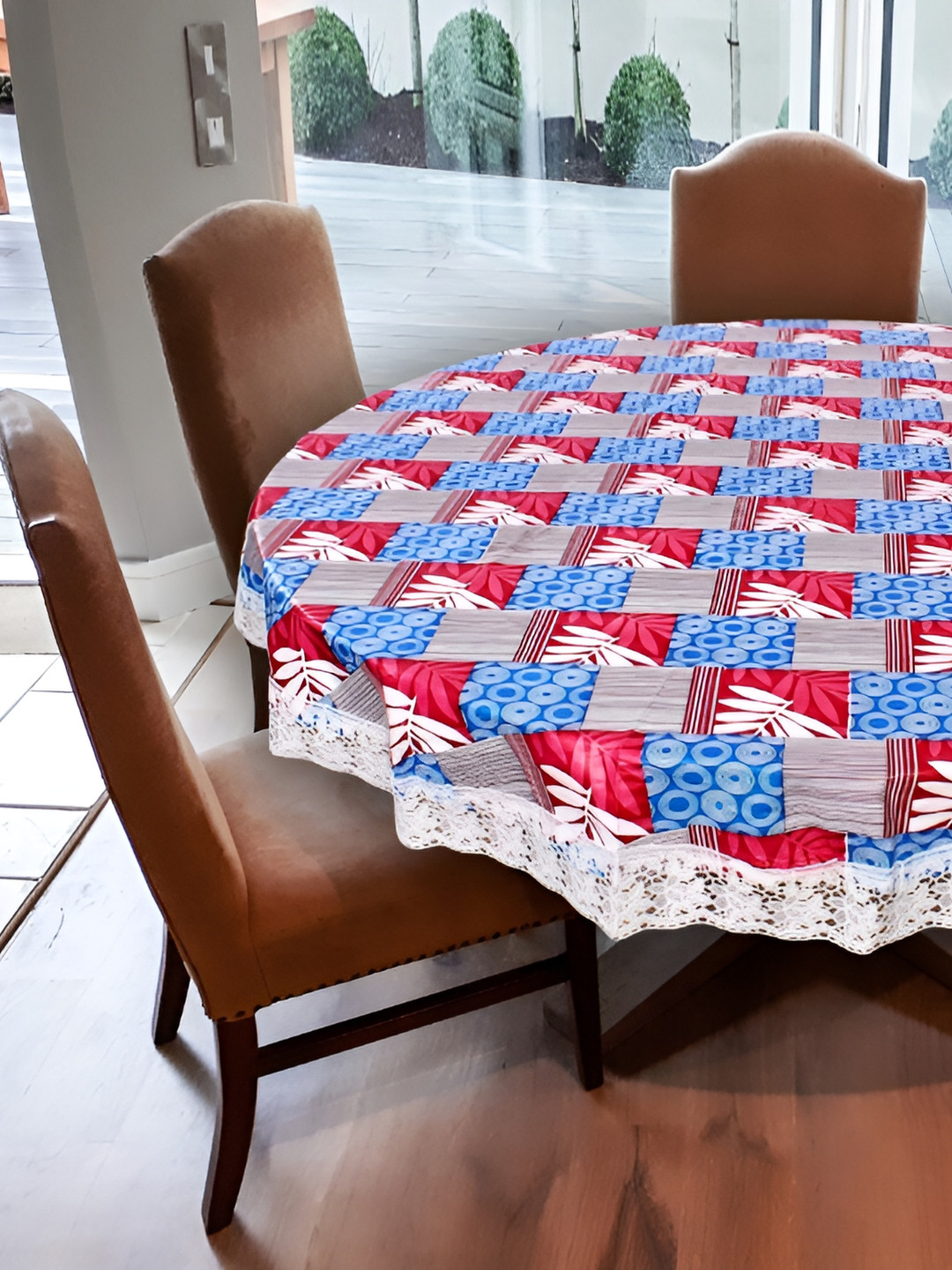 

Stylista Pink & Blue Waterproof Round 6-Seater Table Cover