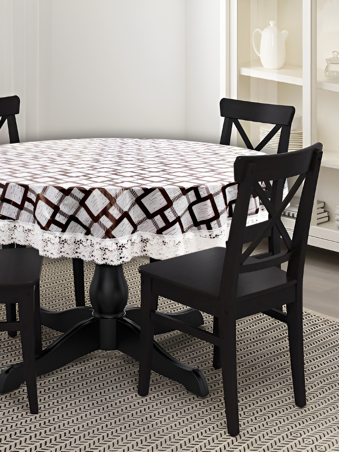 

Stylista Grey & Black Geometric Printed Waterproof Table Cover