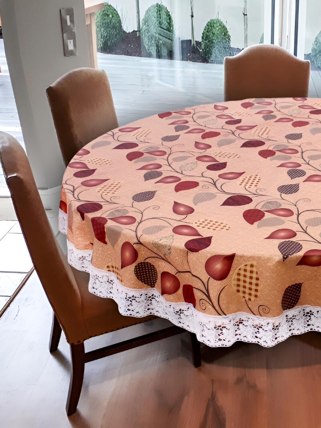 

Stylista Peach & White Floral Waterproof Round 6-Seater Table Cover