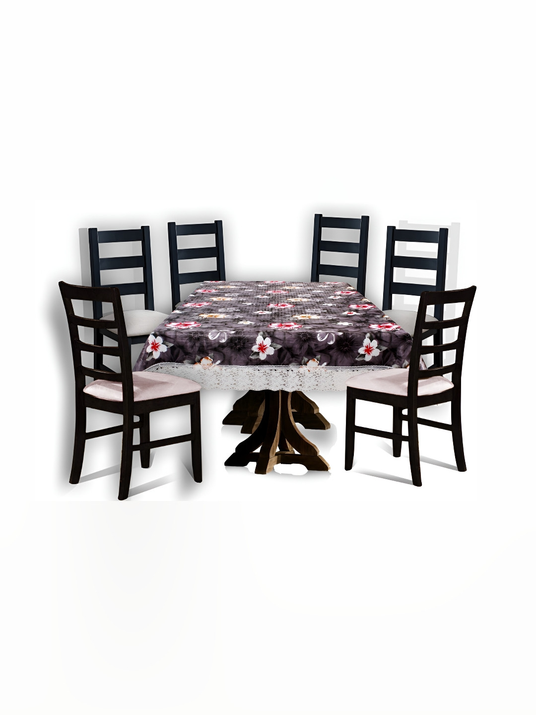 

Stylista Black & Purple Floral Printed Waterproof Rectangle Shaped 6 Seater Table Cover